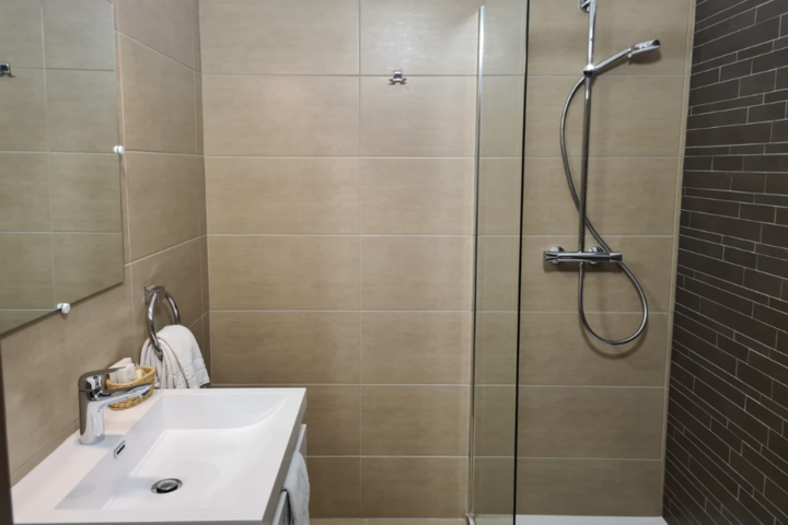 Buitenhof Reizen - Elzas - begeleide vakanties voor mensen met een beperking - Hotel Munsch voorbeeld badkamer Buitenhof Reizen - Elzas - begeleide vakanties voor mensen met een beperking - Hotel Munsch voorbeeld badkamer